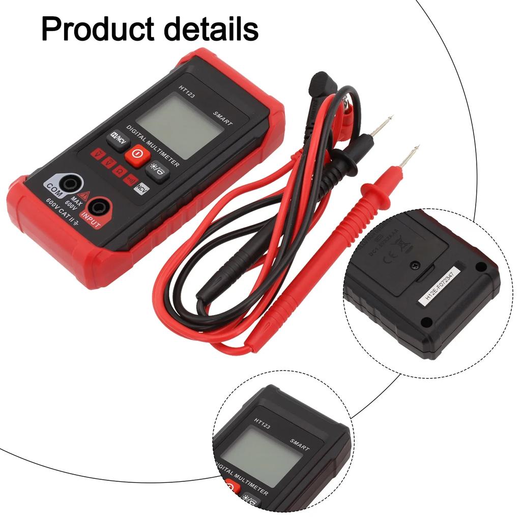 User Friendly HT123 Digital Multimeter Measures ACDC Voltage NCV Detection Auto Power Off Backlit Display Counts
