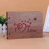Photo Album Black Pages 8 Inch Wood Scrapbook DIY for Valentines Baby Lovers Anniversary Day Birthday Christmas Gift