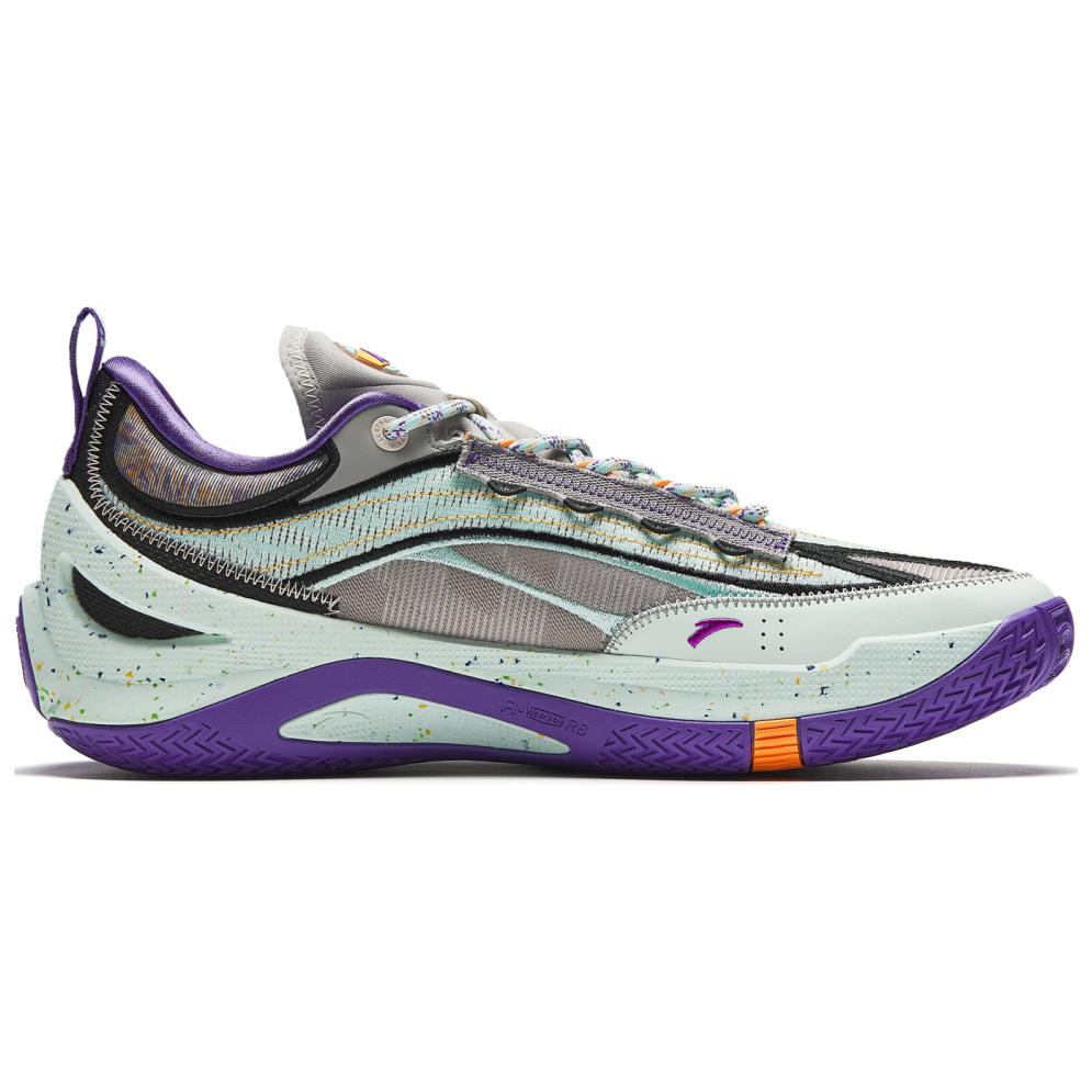 ANTA Men Professional Basketball Shoes Mint Green Purple Grey Splatter 912421111Q-3