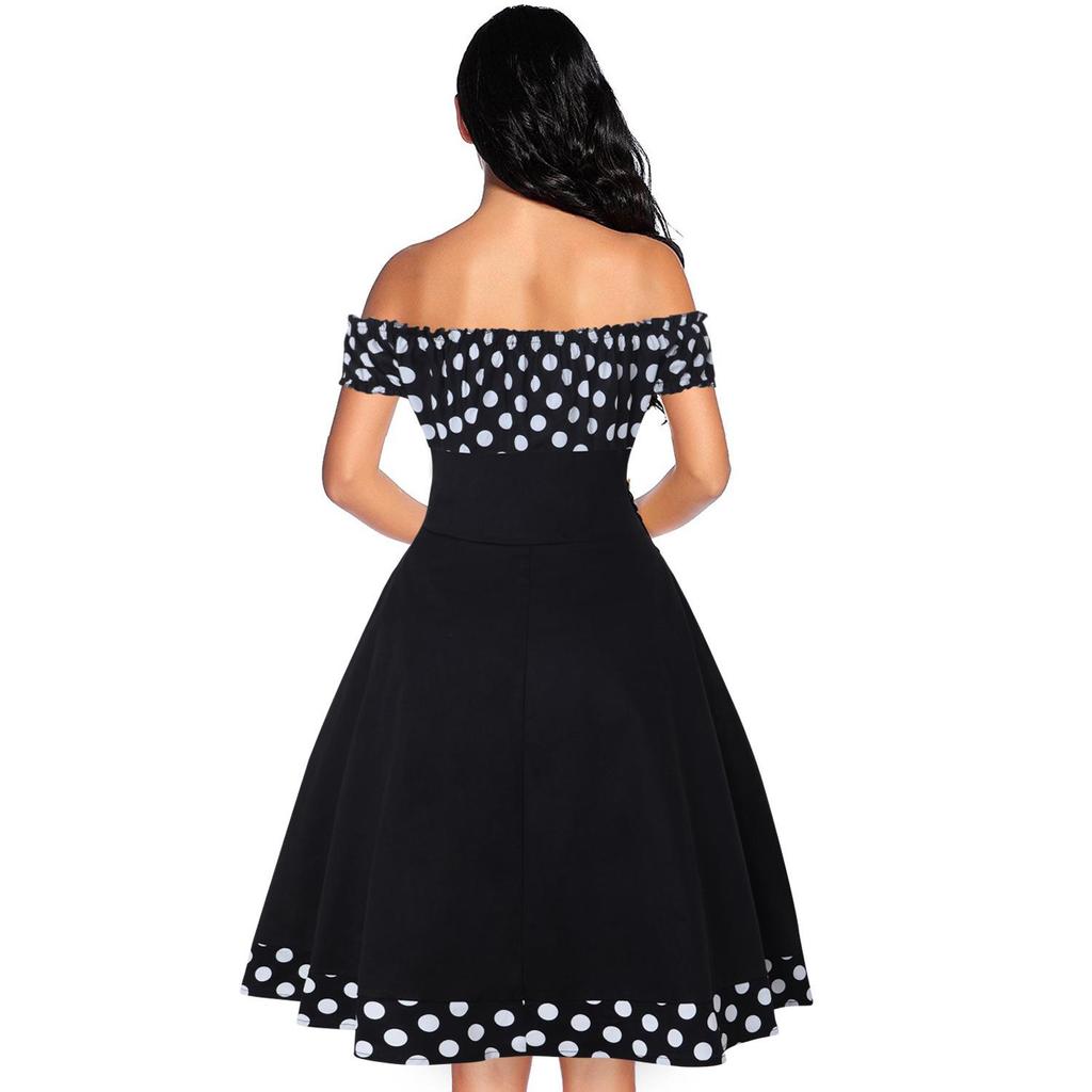 Women's Retro Polka Dot Hepburn Style Dress