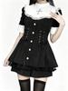 Snowflake Time: Japanese Lolita Stand-Collar Dress Set with Bib & Bow Tie