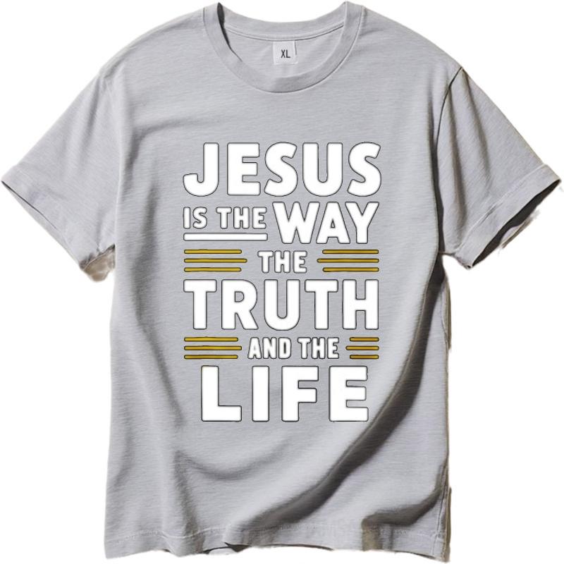 Cotton Tshirt Workout For Her O Neck Tshirt Black Jesus Is The Way The Truth And The Life Hiphop Unisex Tees Unisex Teeshirt