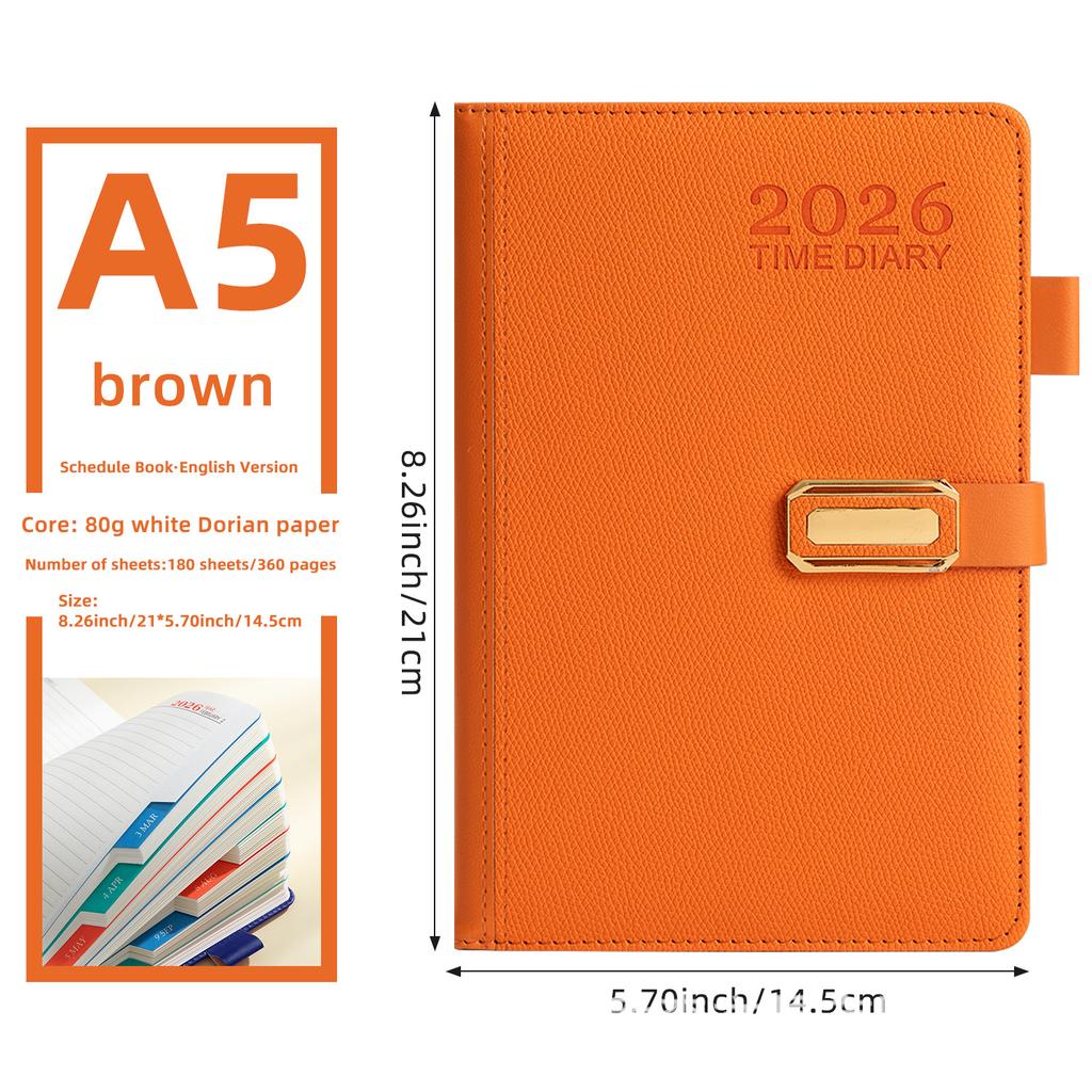 1PC 2026 Cross-border English Spanish Schedule Book Time Planner Thickened 365 Days Daily One Page Notepad