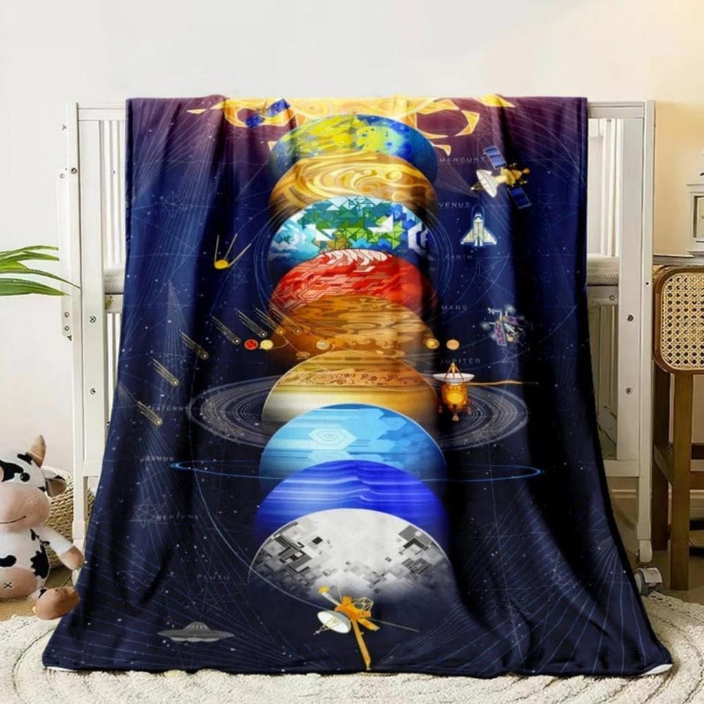 Galaxy Stars In Space Digital-printed Polyester Bedroom Velvet Flannel Cover Blanket Fleece Soft Sofa Cover Blankets for Beds