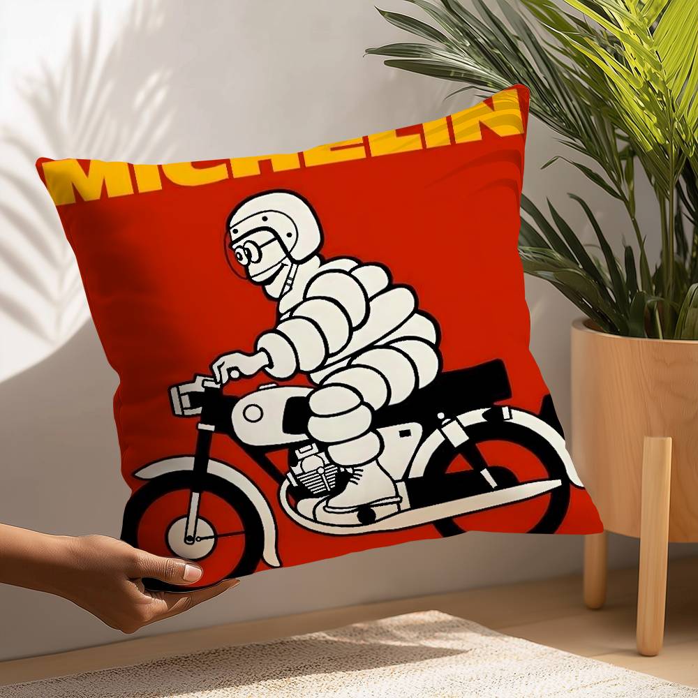 M-MichelinS T-Tyres Pillow Case Plush Fabric Soft  Pillowcase Double Sided Print Cushion Cover Household Gifts