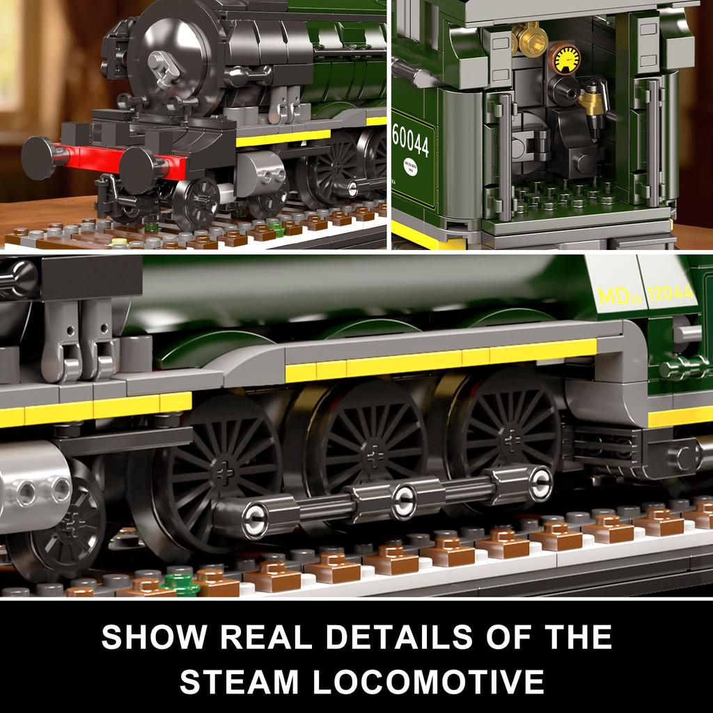 Mould King 12044 Classic Steam Locomotive Model Blocks, 1766 Pieces, Static Display Model Train, Building Toy for Teens & Adults, Perfect for