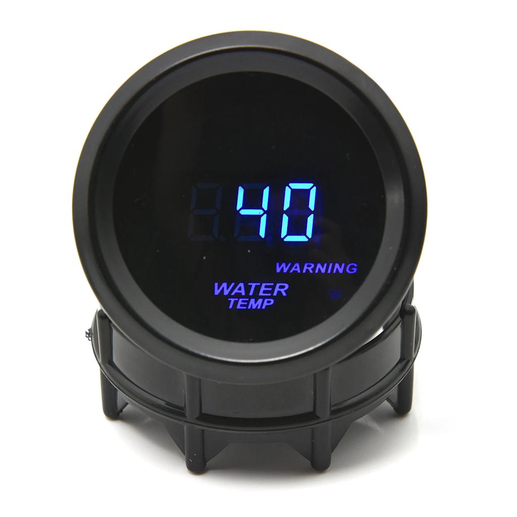 52mm Wassertemperaturanzeige Blaue LED-Beleuchtung mit 16mm-40mm Anschlussrohr-Adapter Schwarz/Blau mit Wassertemperatur 1/8NPT Sensor