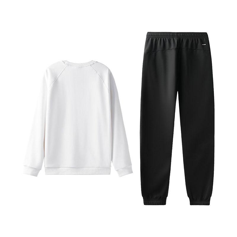 Li-Ning Fashionable Hoodless Round Neck Fleece Warm Long Sleeve Top Comfortable Long Pants Sweatshirt Set Men sets AWDVH05-3+AKLVC99-1
