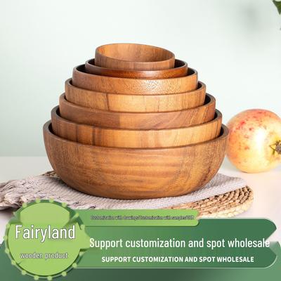 Large Japanese Acacia Wood Bowl - Salad, Rice, or Soup