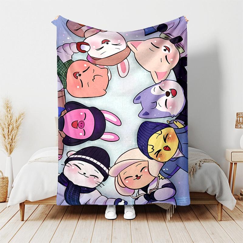 1pc Blanket Kpop Print Design, Lightweight Blanket for Sofa, Bed- Soft &Warm, Gift for All Seasons like Christmas, Halloween