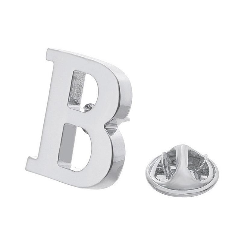 High Quality Classic Style Silver Letter A-Z Metal Brooch Women Men'S Lapel Pin Women'S Hat Scarf Backpack Badge Jewellery