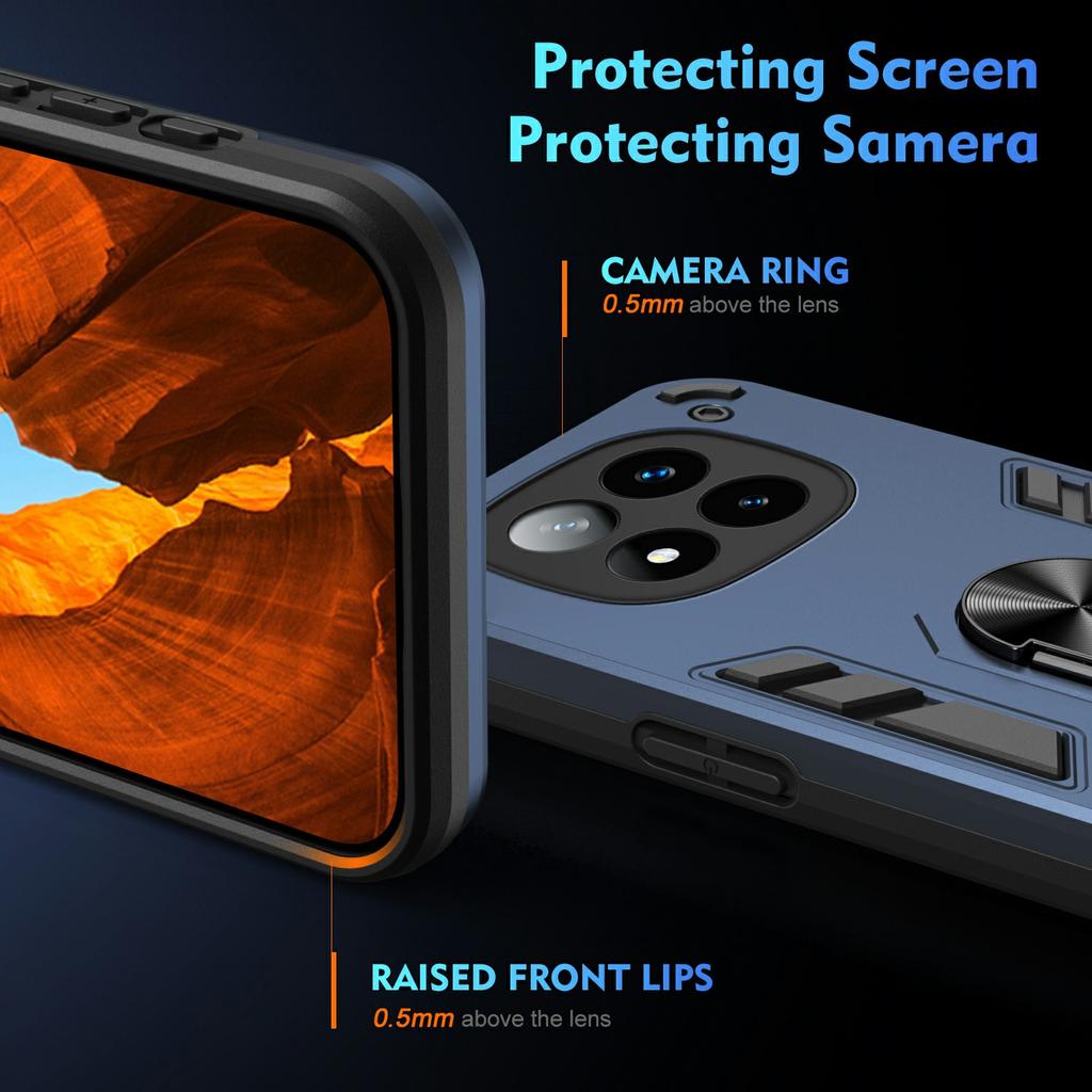 Für Xiaomi Redmi Note 14 Pro+ 5G Hülle PC+TPU Sturzsichere Handyhülle mit Ringständer