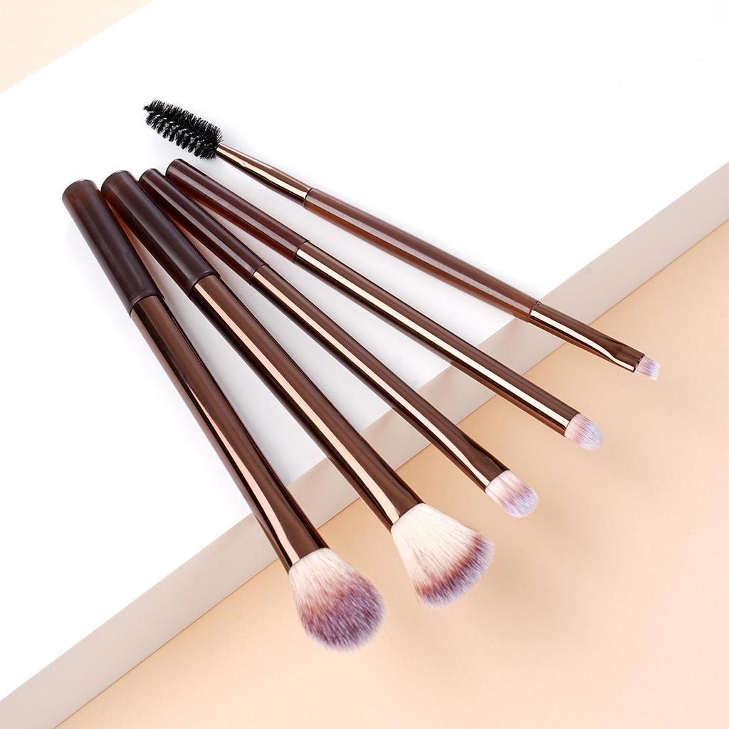 Dual-Ended Long Handle Eye Brush: Spiral Mascara, Angled Eyebrow Brush, Small Comb, Powder, and Eyeliner Functions