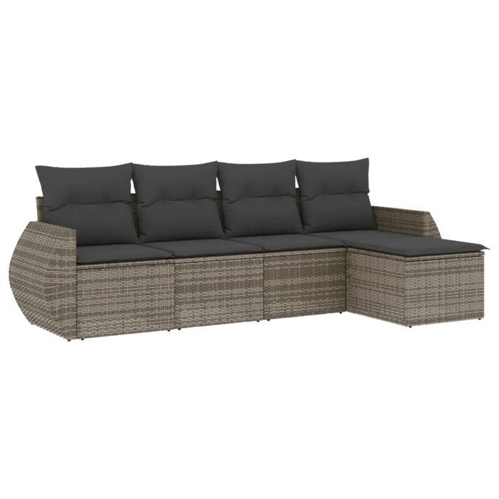 VidaXL Garden Lounge Set with Cushions 5 Pcs, Patio Sofas, Patio Furniture Set, Outdoor Furniture, Grey 3253627