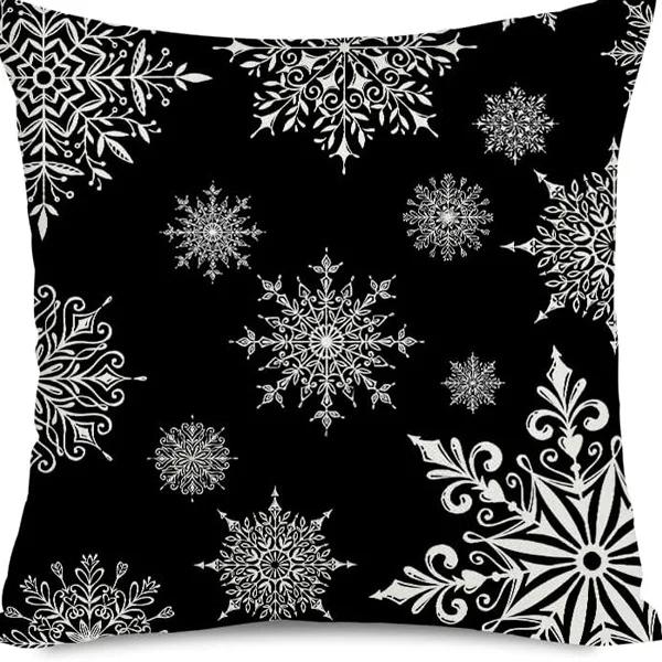 Merry Christmas Decor Cushion Cover 45x45 cm Pillow CaseCartoon Reindeer Santa Claus Printed Throw Pillowcase Linen Pillow Cover
