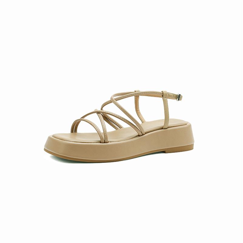 

Meotina/женская обувь из натуральной кожи, летние сандалии на плоской платформе с пряжкой, женская обувь с перекрестным ремешком, абрикосово-желтая коровья кожа 4 абрикосовый