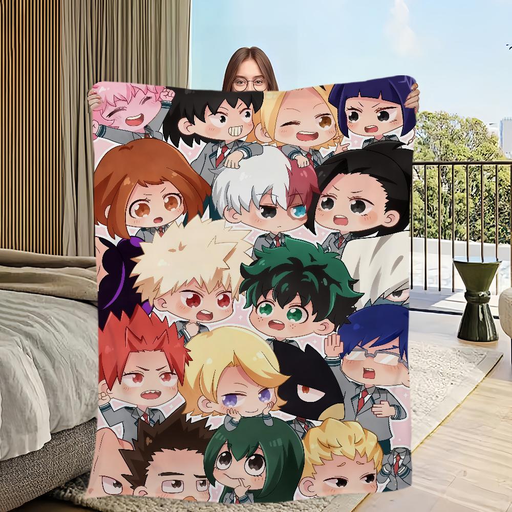 Anime Cool Blanket Flannel Warm Comfort My H-hero A-academia Soft Plush Blanket for Sofa Living Room Office Bedroom Travel Gift