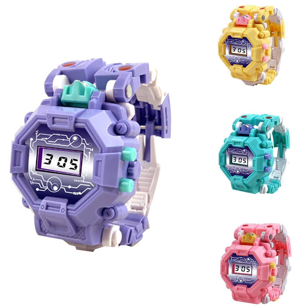 2 In 1 Robot Transformation Wristwatch Toy Boy Children Electronic Robot Sport Watch Birthday Xmas Gift