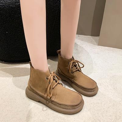 2024 High Quality Ladies Shoes Front Lace-up Women's Boots Fashion Round Toe Modern Boots Women New Plus Size Solid Ankle Boots