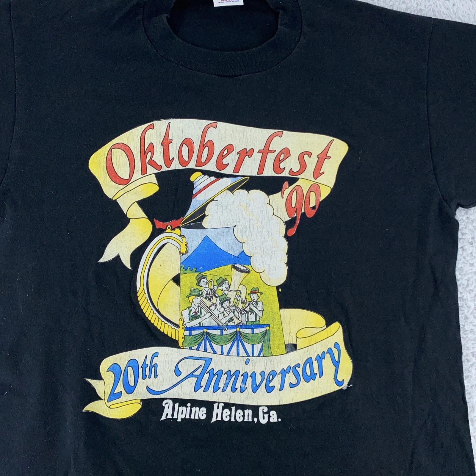Vintage Oktoberfest Shirt Medium Black Alpine Helen Georgia 90s Tee Beer S