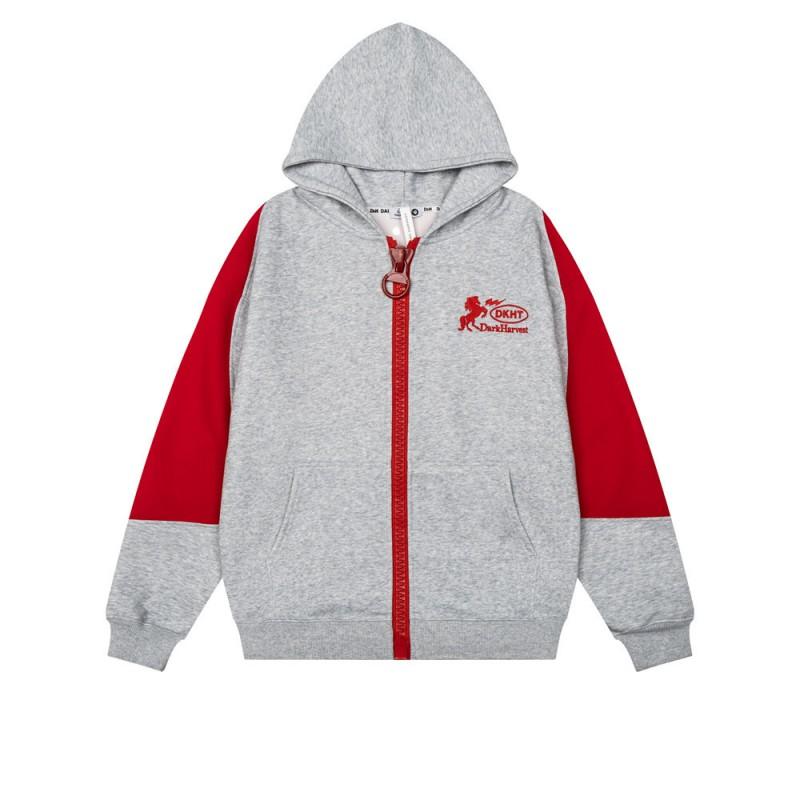Designer Color Block Hoodie Mens Streetwear Letter Patch Embroidery Loose Zip Up Sweatshirt