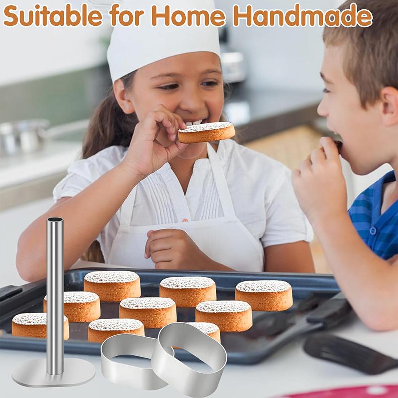 Stainless Steel Pulburon Molder With Pusher Cake Decorating Tools Diy Cake Mousse Pastry Ring Mold Cooking Rings Baking Tools