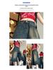 Plus Size Retro High Waist Blue Denim Wide Leg Crop Pants for Women