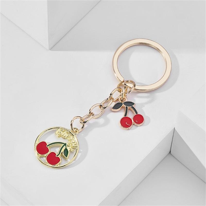 Lovely Keychains Cherry Heart Plant Fruit Keyrings Pendant Designs for Trendy Women And Girls As Friendship Gifts