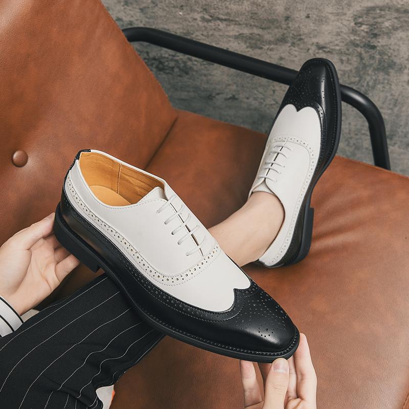 Fashion 2025 British Style Brogue Men's Shoes Fashion Casual Color Match Designer Spring Autumn Match Leather Shoes for Men Big Size 46