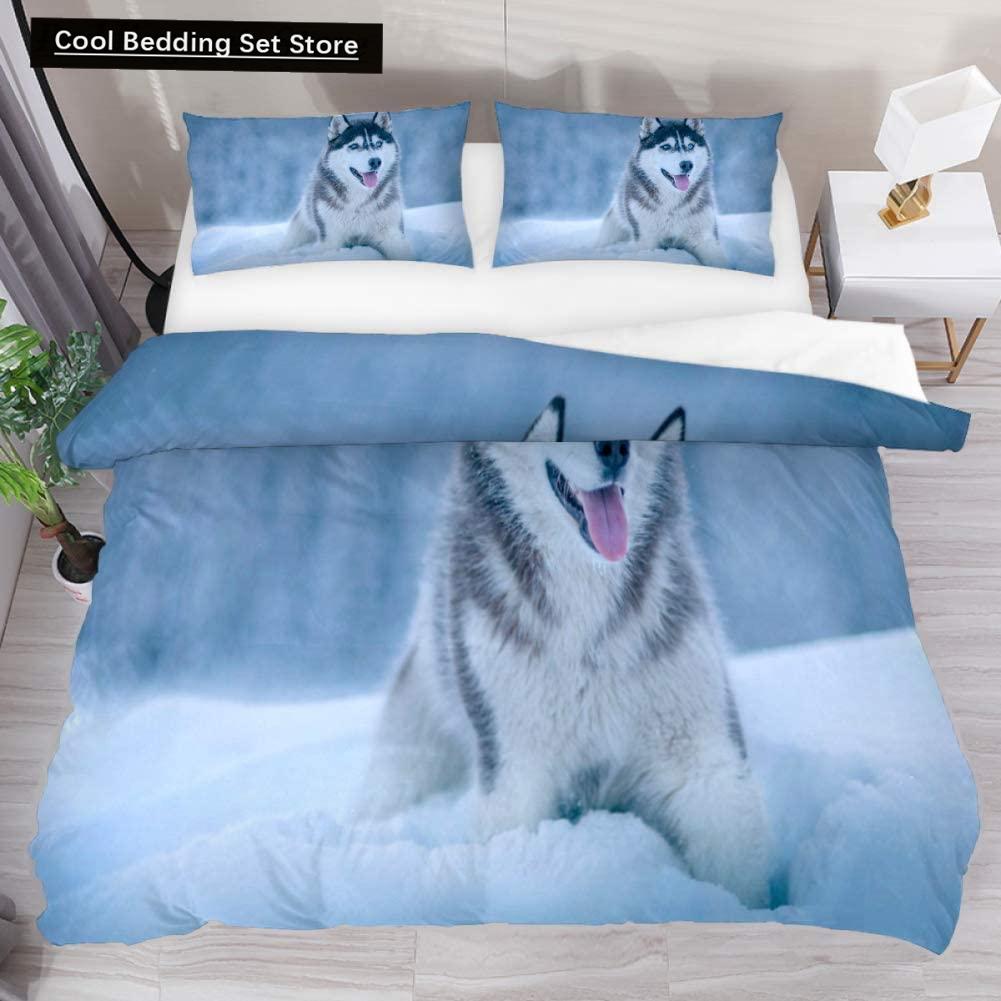 Husky Dog Bedding Set King Queen Size Funny Pet Puppy Duvet Cover for Kids Boys Girls Cute Animal 2/3pcs Polyester Quilt Cover