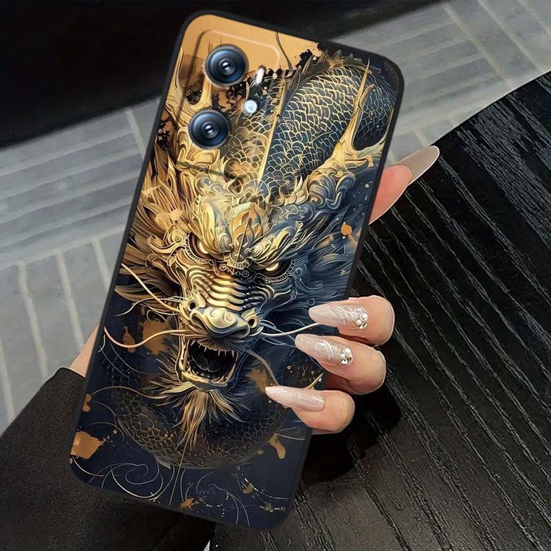 Anime-Drachen-Design für OPPO Reno 5 6 7 A96 A40 A58 Realme GT A74 A78 Neo2 A74 A78 Find X5 X3 X7 X8 Schwarze Handyhülle