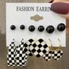 12 Pcs Fashion Geometric Circle Pearl Drop Dangle Earrings for Women Luxury Gold Color Enamel Hoop Earring Party Jewelry Set