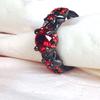 Red Garnet Flower Shiny Black Gold Color Rings for Women Charming Wedding  Promise Opal Rings Bijoux Femme Party Gifts