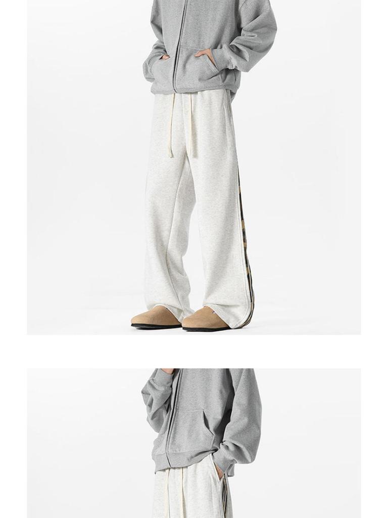 Unisex American Side Stripe Sweatpants: Loose, Straight-Leg Casual Pants for Autumn/Winter, High Street Style.
