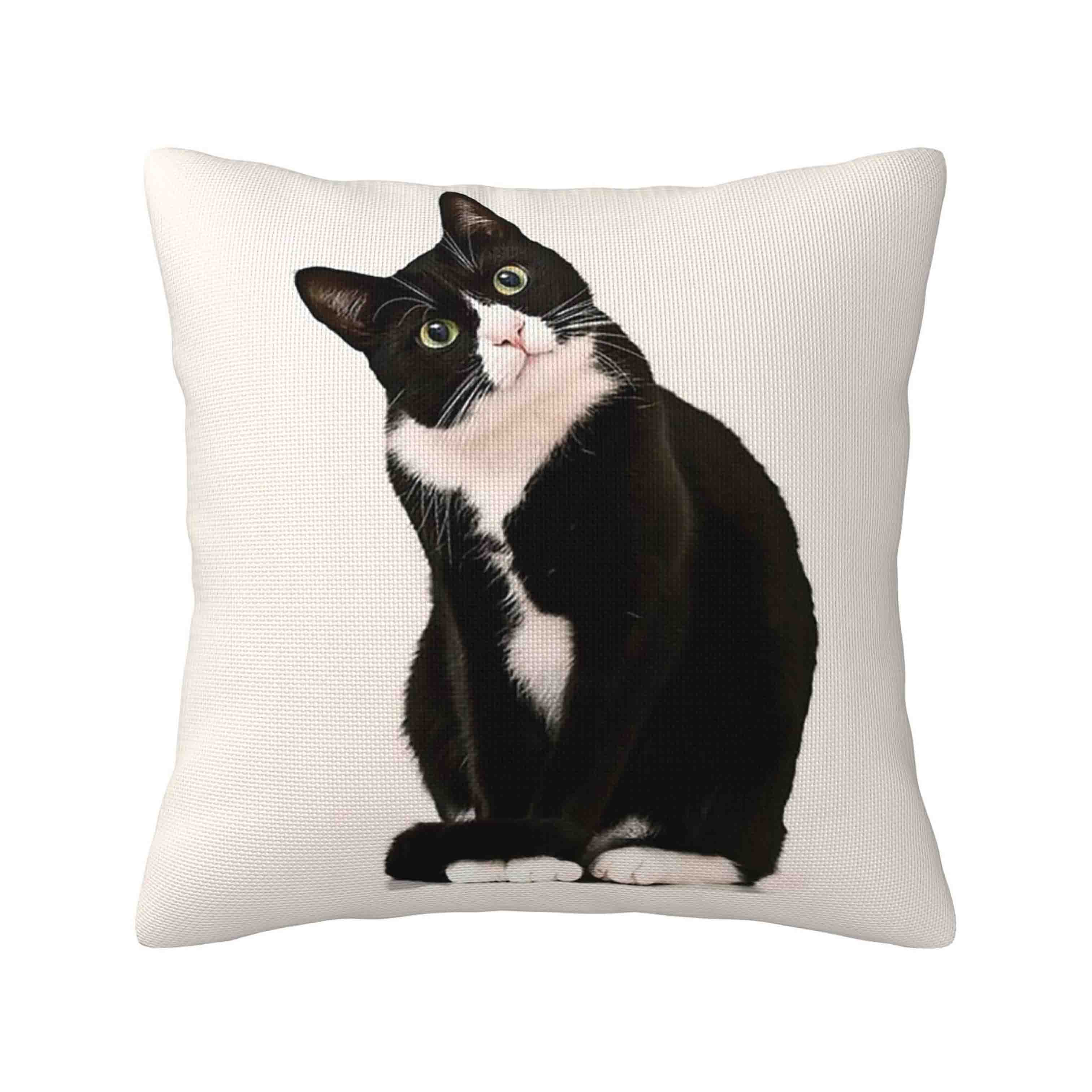 

Cute cat pillowcase Double-sided printed linen cartoon cat pillow case Home decor pillowcase 12x12Inch