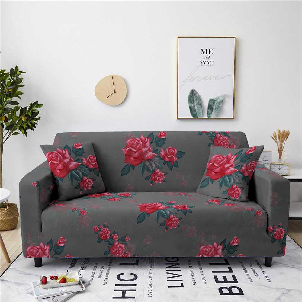 Geometric Plant Print Leisure Sofa Cover L Shape 1/2/3/4 Seat Small Sofa Sofa Cushion Kids Sofa Armchair Straight Sofa Cover