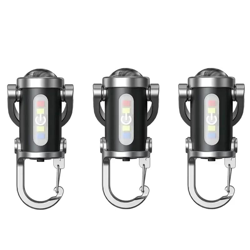 Mini COB LED Keychain Flashlight Multifunctional Rechargeable Work Light 6 Modes Lamp Outdoor Lantern for Emergency Inspection