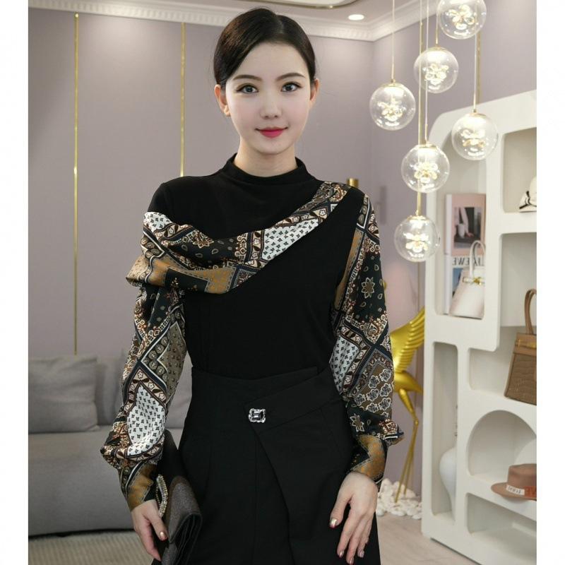 

Черная блузка женская элегантная водолазка топы корейский стиль ретро рубашка с длинным рукавом L