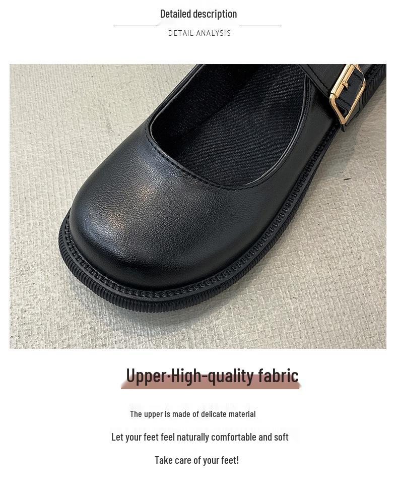 Mary Jane Women's 2025 Retro Japanese Leather Shoes - Casual Korean & British Style, Thick Sole, Round Toe