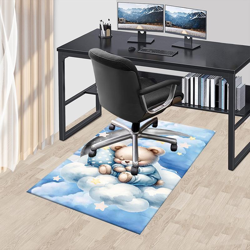 1PC Bear Moon Non-Slip Floor Carpet Compatible for Office&Living Room&Bedroom&Dining Room - Flat-Weave Machine-W324