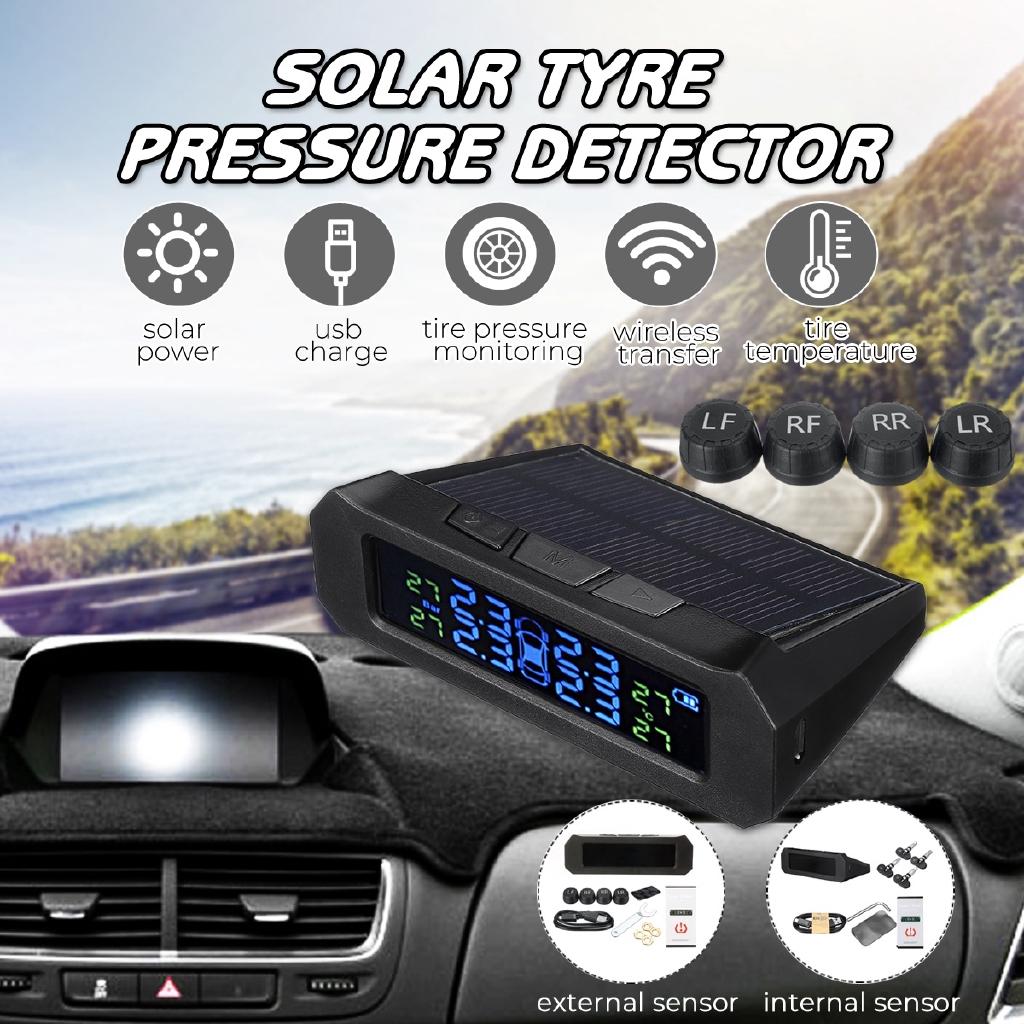 

Car Universal Tire Monitor Color Screen Wireless Tire Pressure Detector Automatic Solar Car Tire Detector 3V External sensor