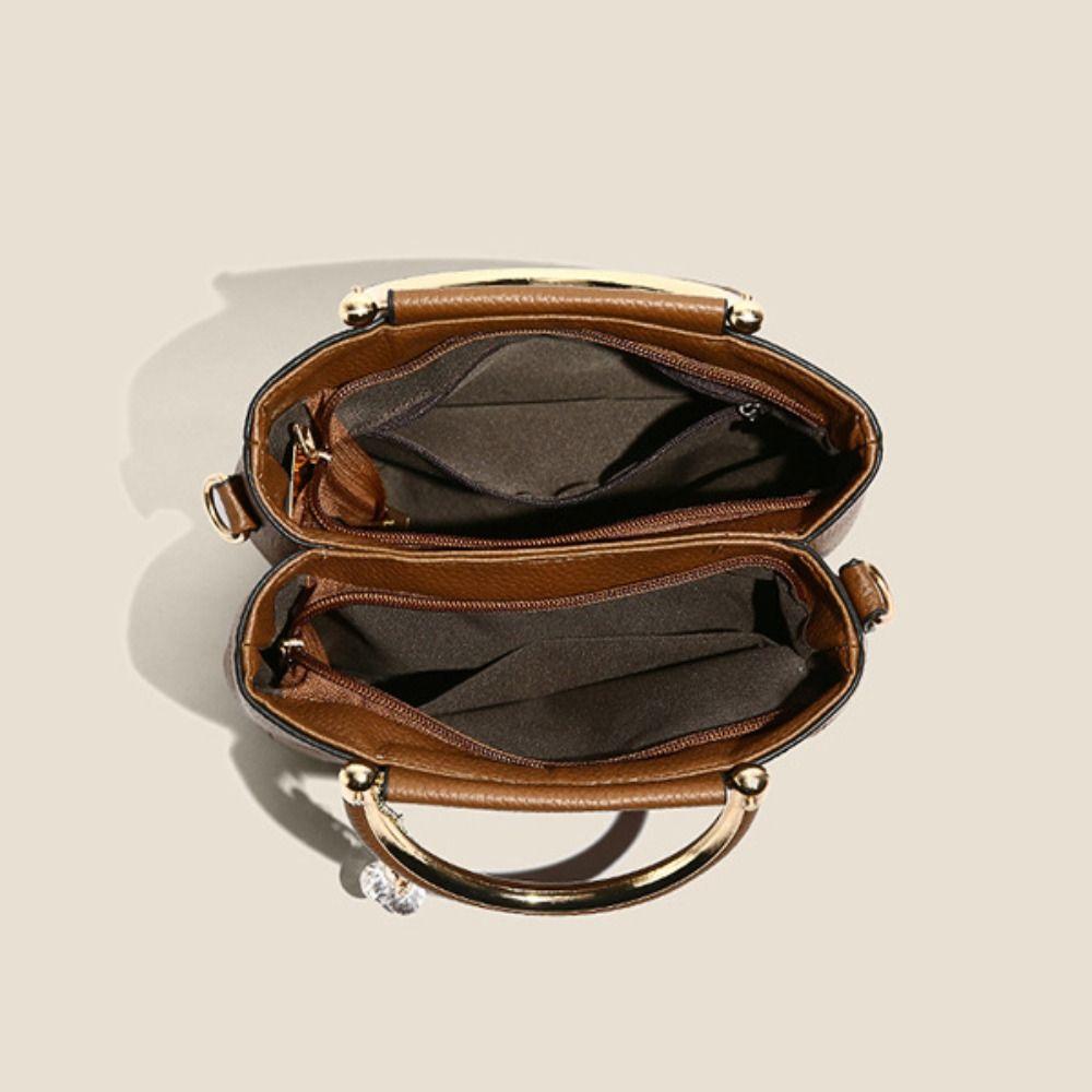 Fashion PU Women's Bag Two-Way Carry High-end Tote Bag Large Capacity Vintage Crossbody Bag Gift