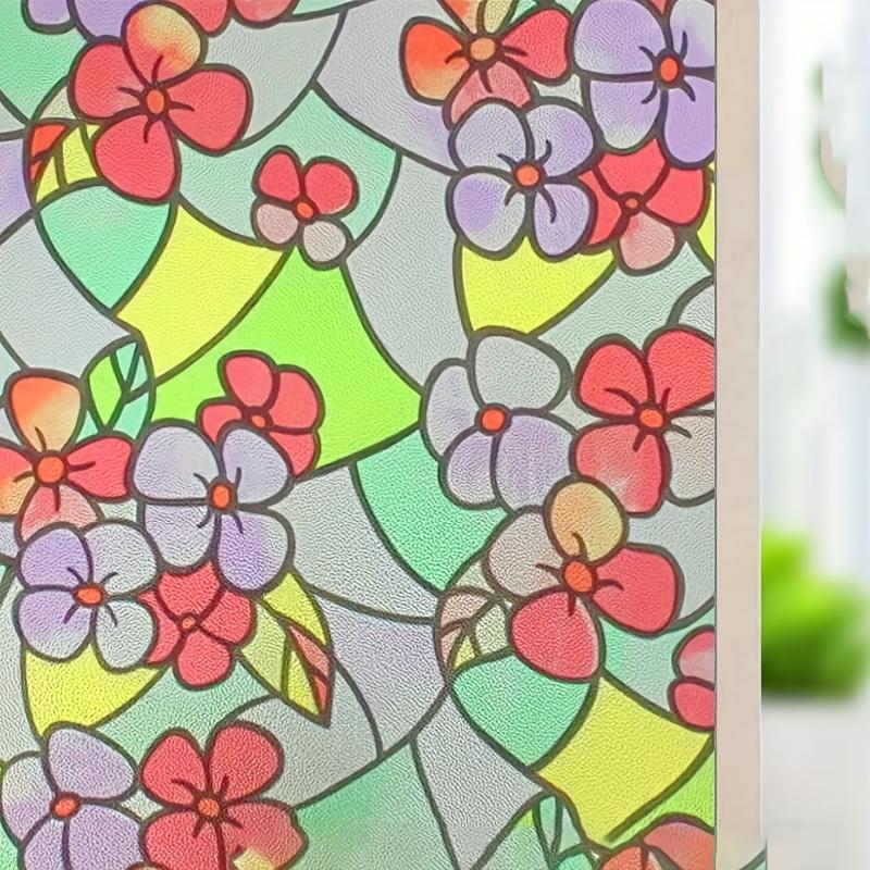 

Самоклеящаяся цветная пленка для защиты окон с цветочным узором, 1 рулон, защита от УФ-излучения, непрозрачная наклейка для стекла с текстурой масляной живописи 10m