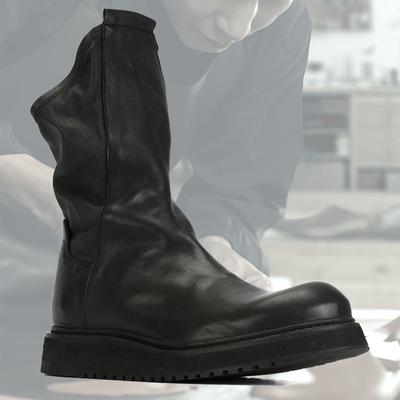 Stivali da Uomo Inverno Peluche Scarpe Alte alla Caviglia Britanniche Stivali Moda Moda Coreana Retrò Casual Pelle Scarpe da Uomo Stivali a Metà Polpaccio