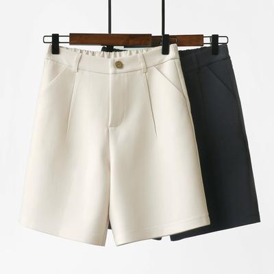 Shorts de costume pour femme à taille haute et jambes larges Bouton Pliés Décontractés d'été pour le travail