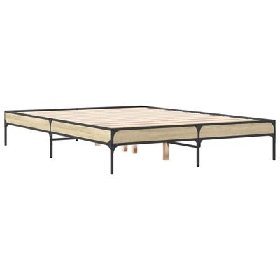 Bed Frame In Sonoma Oak Finish 120 X 200 Cm Made of Particleboard and Metal
