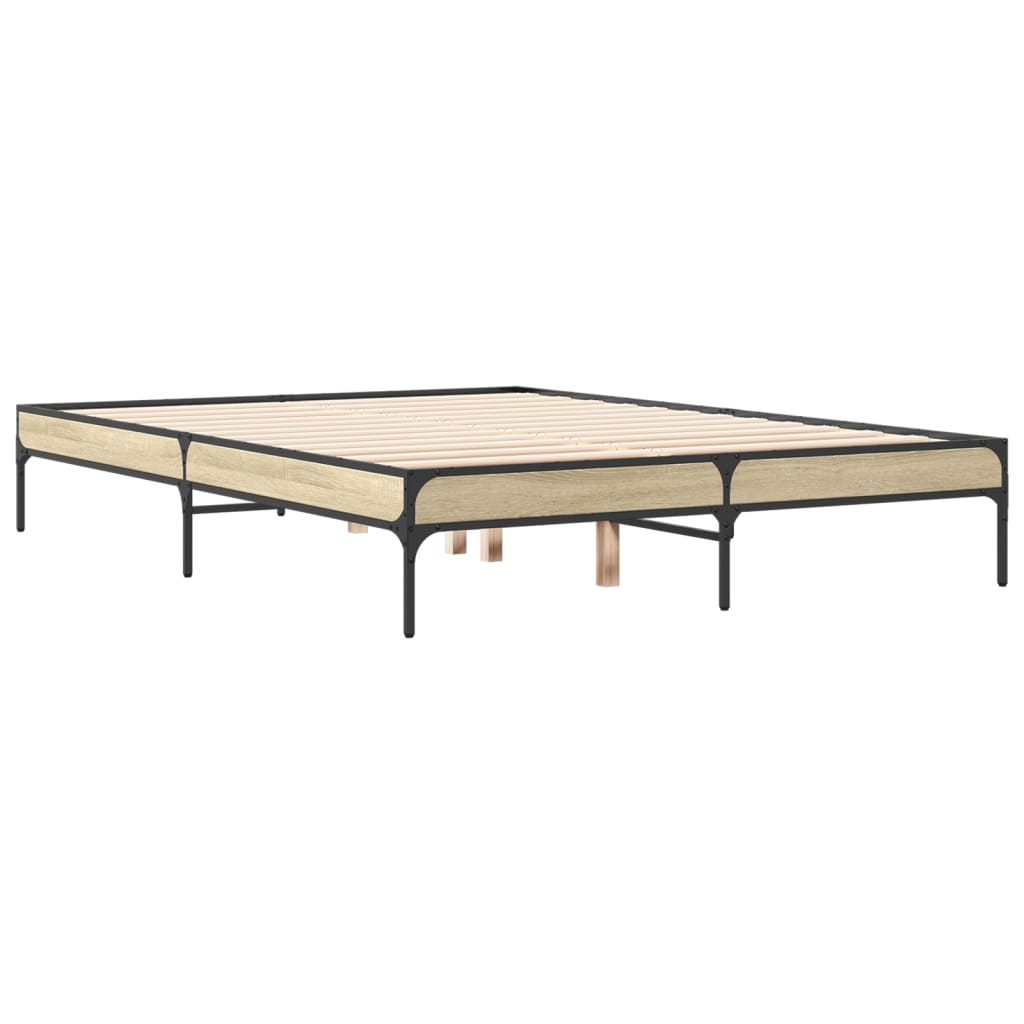 Bed Frame In Sonoma Oak Finish 120 X 200 Cm Made of Particleboard and Metal