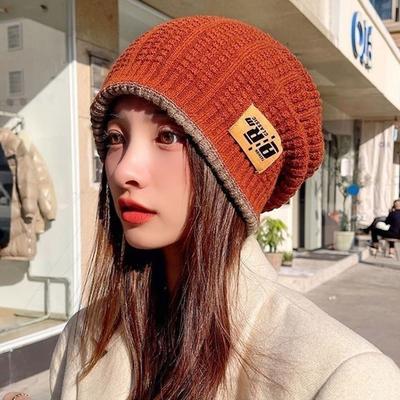 Fashion Warm Winter Hat Thickened Elastic Knitted Cap Casual Ear Protection Pompoms Hat Outdoor