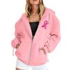 Women's Breast Sweatshirt Ribbon Breast Long Sleeve Hooded Pocket Casual Sweatshirt Jacket