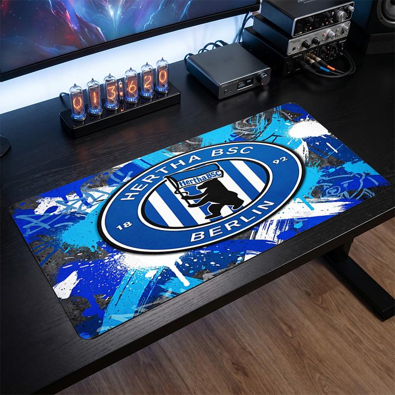 Tappetino per Mouse a Tema Hertha BSC FC, Tappetino XXL per Scrivania da Gioco con Logo Calcistico, Tappetino Antiscivolo per Mouse del Computer